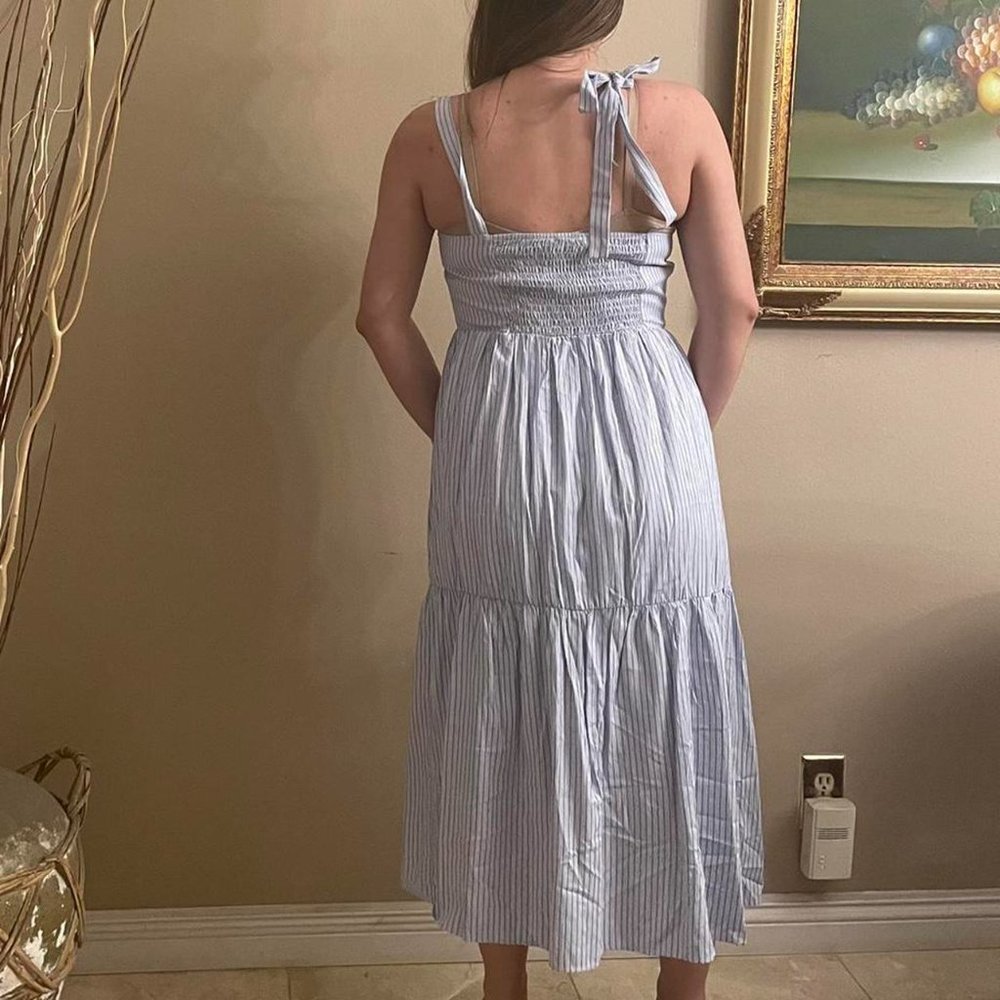 Light Blue, Striped Maxi Dress - Picture 2 of 3
